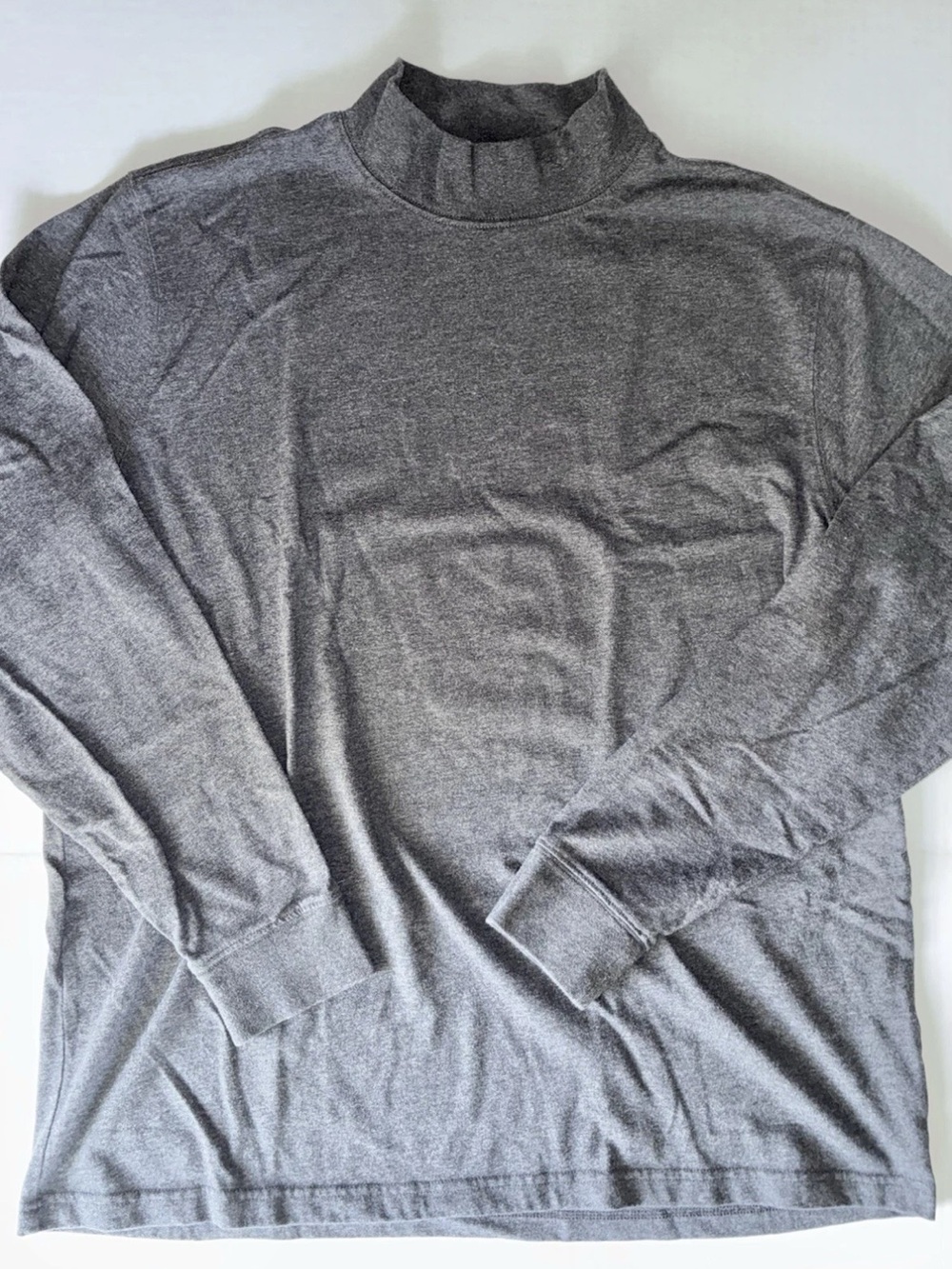 Lands’ End men’s Super-T long sleeve mock neck shirt size large 42-44 gray